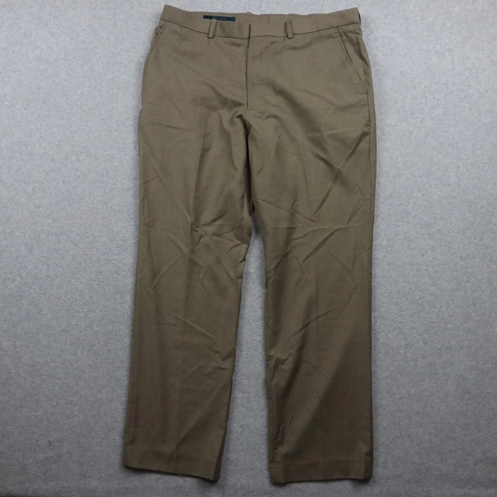 Perry Ellis Pants Mens 36x30 Dress Slacks Suit Business Formal Flat Front Brown
